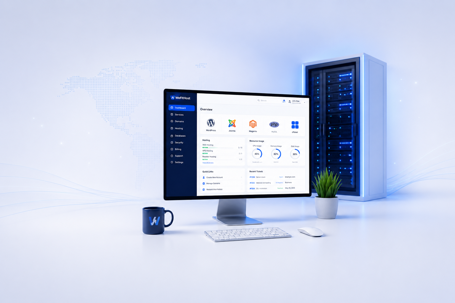 Powerful web hosting control panel interface
