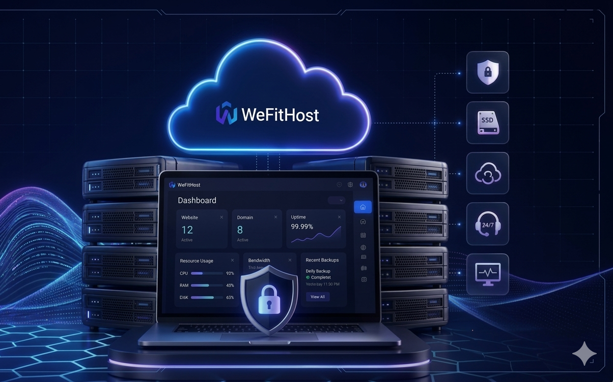 High-performance web hosting platform infrastructure background